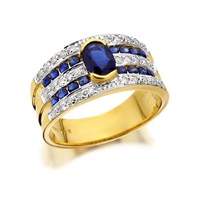 9ct Gold Diamond And Sapphire Band Ring - 22pts