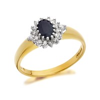 9ct Gold Diamond And Sapphire Cluster Ring