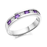 9ct White Gold Amethyst And Diamond Half Eternity Ring - 6pts