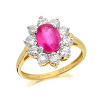 9ct Gold Ruby And 1 Carat Diamond Cluster Ring