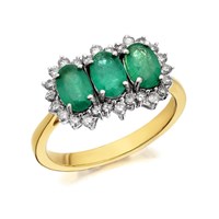 9ct Gold Emerald And Diamond Cluster Ring - 1/3ct