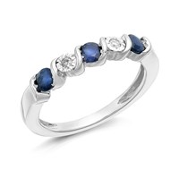 9ct White Gold Five Stone Sapphire And Diamond Ring