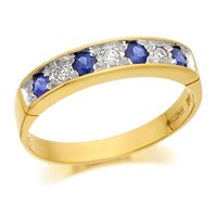 9ct Gold Diamond And Sapphire Half Eternity Ring - 6pts