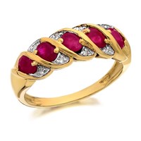 9ct Gold Ruby And Diamond Band Ring