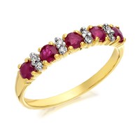 9ct Gold Ruby And Diamond Half Eternity Ring