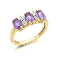 9ct Gold Amethyst And Diamond Ring