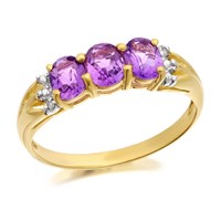 9ct Gold Amethyst And Diamond Ring