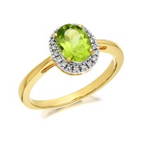 9ct Gold Peridot And Diamond Cluster Ring