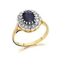 9ct Gold Sapphire And Diamond Cluster Ring