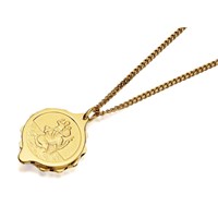 Gold Plated St. Christopher SOS Talisman Pendant And Chain