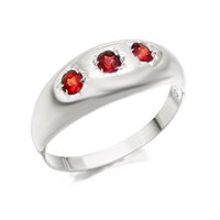 Silver Trilogy Garnet Signet Ring