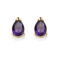 9ct Gold Amethyst Teardrop Stud Earrings