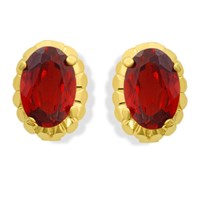 9ct Gold Garnet Earrings - 7mm