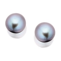 9ct Gold Grey Freshwater Pearl Stud Earrings