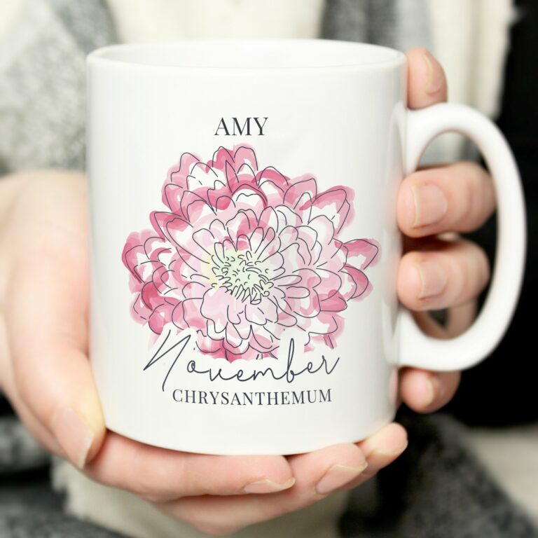 Personalised November Flower of the Month Mug