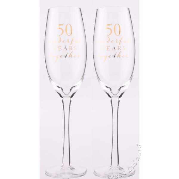 Amore 50th Wedding Anniversary Champagne Flutes Gift Set