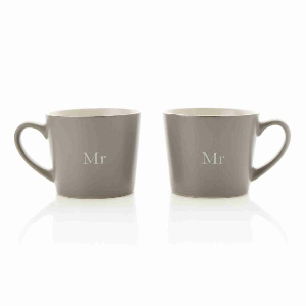 Amore Set of 2 Stoneware Grey Mugs - Mr & Mr Mugs