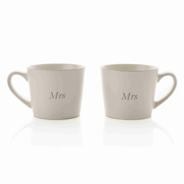 Amore Set of 2 Stoneware White Mugs - Mrs & Mrs Mugs