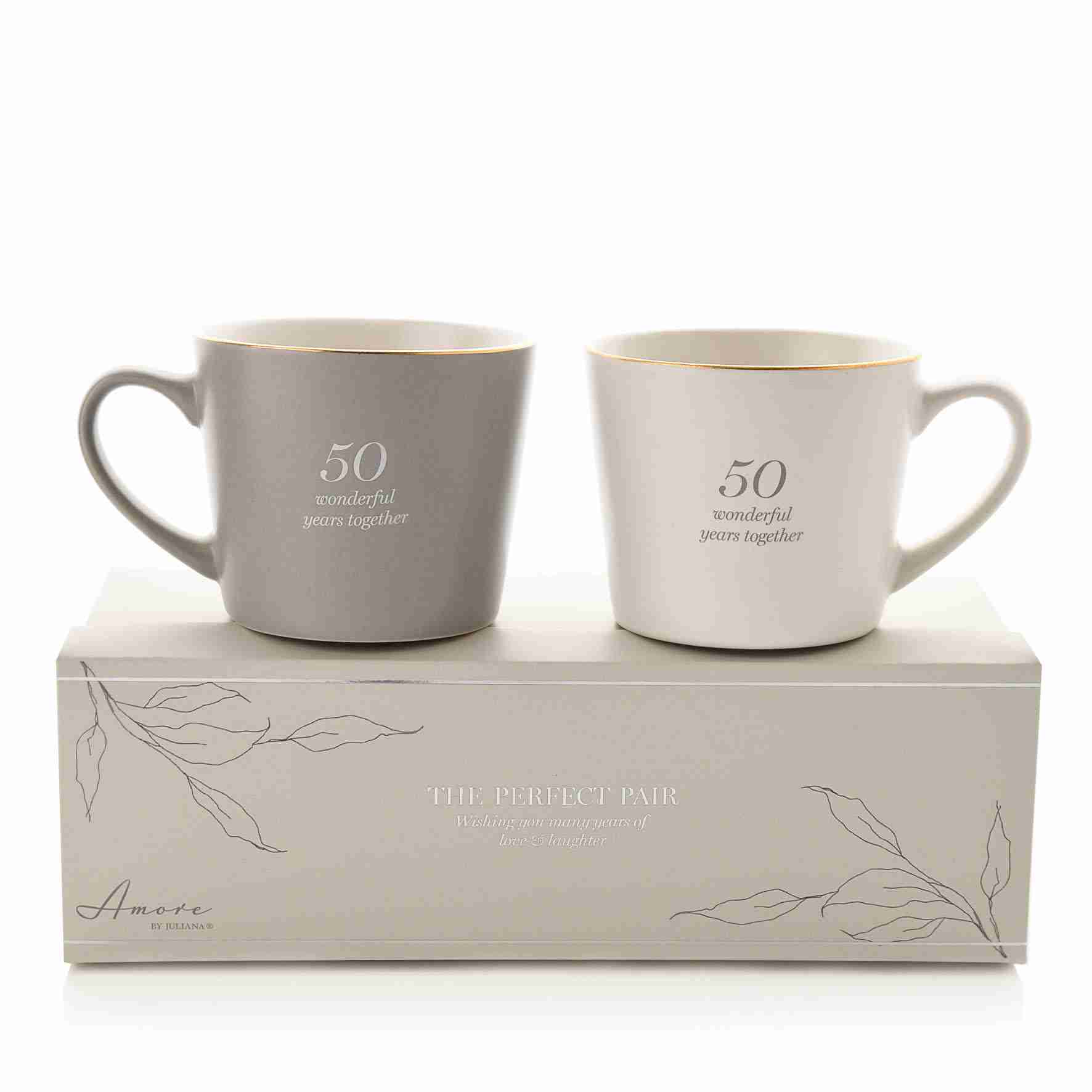 50th Anniversary Gifts Mugs Set Golden Wedding Amore Couples friends mum dad