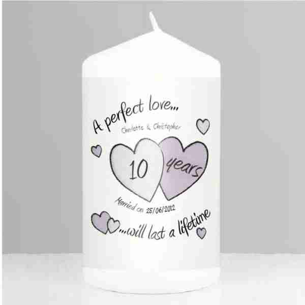 A Perfect Love Anniversary Pillar Candle, free personalisation - Image 4