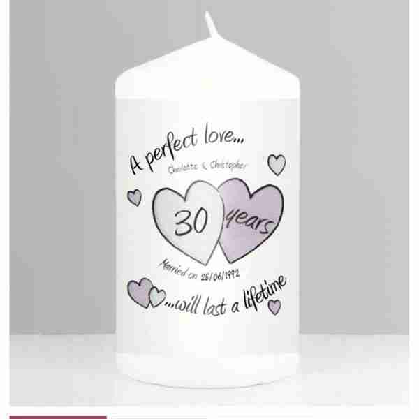A Perfect Love Anniversary Pillar Candle, free personalisation - Image 5