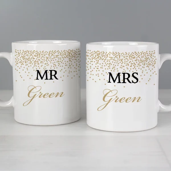 Personalised Gold Confetti Mug Set of Two