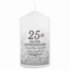 25th Silver Anniversary Pillar Candle, free personalisation - Image 4