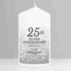 25th Silver Anniversary Pillar Candle, free personalisation - Image 5