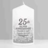 25th Silver Anniversary Pillar Candle together forever