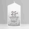 25th Silver Anniversary Pillar Candle wedding date