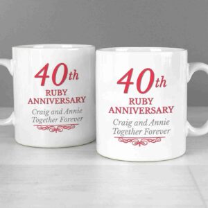 40th Ruby Anniversary Mug Set together forever