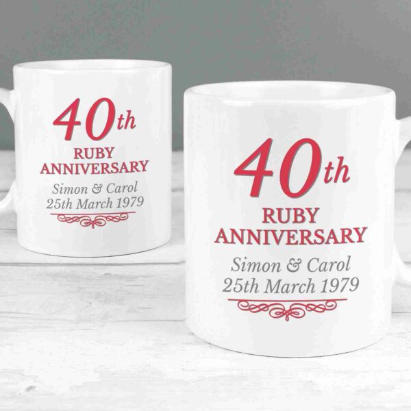 40th Ruby Anniversary Mug Set, free personalisation - Image 2