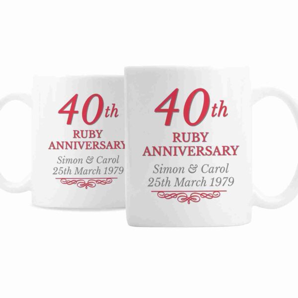 40th Ruby Anniversary Mug Set, free personalisation - Image 3