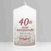 40th Ruby Anniversary Pillar Candle, free personalisation - Image 3