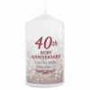 40th Ruby Anniversary Pillar Candle Love you
