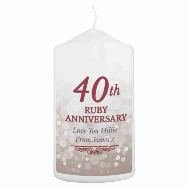 40th Ruby Anniversary Pillar Candle Love you