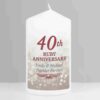 40th Ruby Anniversary Pillar Candle together forever script