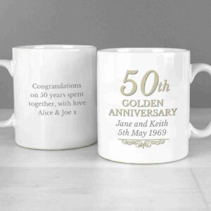 50th Golden Anniversary Mug Set showing Front and Rear