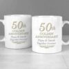 50th Golden Anniversary Mug Set, free personalisation - Image 2