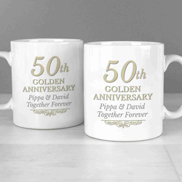 50th Golden Anniversary Mug Set, free personalisation - Image 2