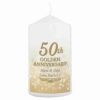 50th Golden Anniversary Pillar Candle mum and dad