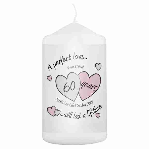 A Perfect Love Diamond Anniversary Pillar Candle, free Personalisation - Image 2