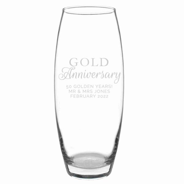 Gold Anniversary Bullet Glass Vase