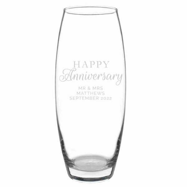 Happy Anniversary Bullet Glass Vase