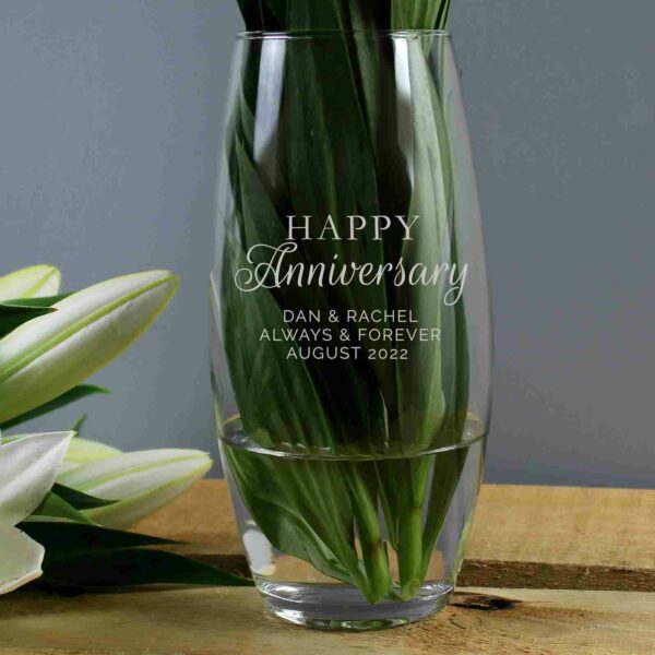 Happy Anniversary Bullet Glass Vase