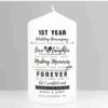 Inspirational Anniversary Pillar Candle 1st anniversary script