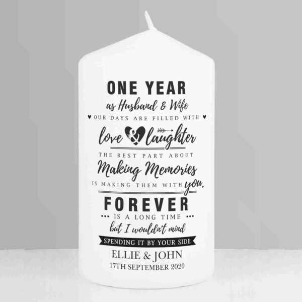 Inspirational Anniversary Pillar Candle, free personalisation - Image 3