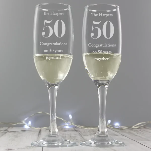 Pair of any year Anniversary Flutes, Free personalisation - Image 5