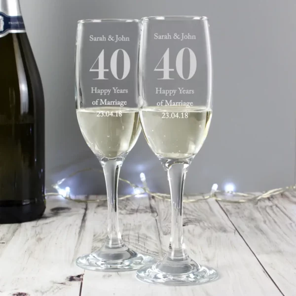 Pair of any year Anniversary Flutes, Free personalisation - Image 4