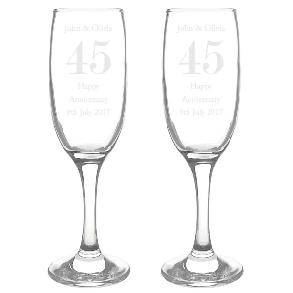 Pair of any year Anniversary Flutes, Free personalisation - Image 3